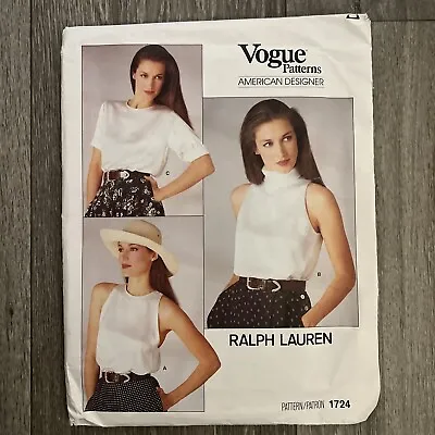 Vintage Sewing Pattern Vogue American Designer Ralph Lauren # 1724 SZ  8 • $15.40