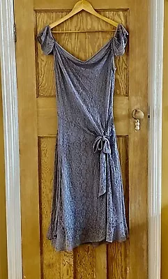 Ghost Boho Fairycore Romantic Style Grey Lace Midi Dress Size M Pit To Pit 20” • £35