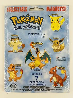 Set Of 7 Pokemon 1st Edition Set 1999 Die Cut Rare Collectible Fridge Magnets • $14.32