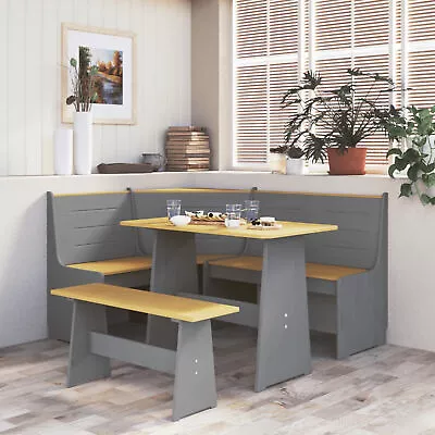 Solid Wood Pine Dining Table With Bench Dinner Table Seat Multi Colours VidaXL • £99.60