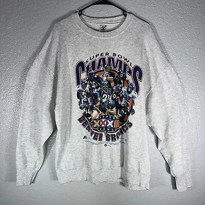 Vintage 1997 Delta Denver Broncos Super Bowl XXXII Football Sweatshirt Size XL • $34.87