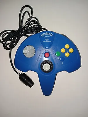 SuperPad 64 Performance N64 Nintendo 64 Video Game Controller P-307 Blue Tested • $6.88