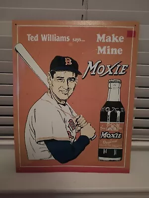 VINTAGE Ted Williams  Make Mine Moxie  REDSOX Retro Tin Sign Color Variation  • $23