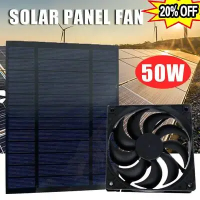 50W Solar Panel Powered Fan Ventilator For Dog/Chicken House-Greenhouse RV  E9G1 • $13.58