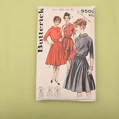 Vintage 1960s Butterick Bias Cut Bodice Dress Pattern - 9500 Bust 31.5 Complete • $13