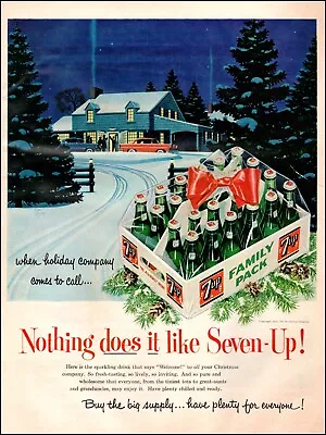 1955 Christmas Beverage AD Nothing Does It Like SEVEN-UP Family Pack  20722 • $8.50