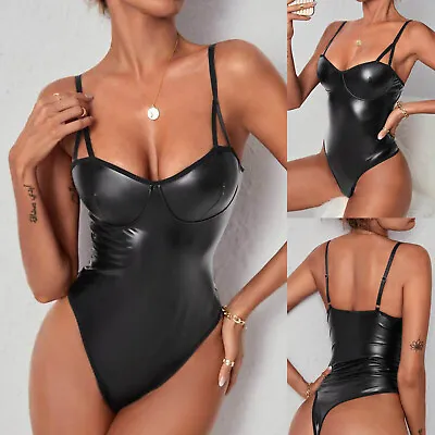 Leather Women Lingerie Sling Bodydress Babydoll Bodysuit Underwear Lingerie • £5.39