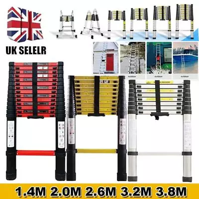 2.6M 3.2M 3.8M Telescopic Loft Ladder Aluminium Folding Step Ladders Extendable • £43.97