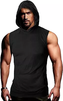 GIVON Mens Slim Fit Thin Super Lightweight Sleeveless Hoodie With Kanga Pocket • $43.02