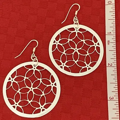 Sterling Silver Round Circle Filigree Dream Catcher Earrings Italy Milor EUC • $32