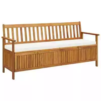 Outdoor Storage Bench Deck Box For Patio With Cushion Solid Wood Acacia VidaXL V • $425.99