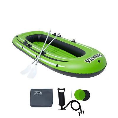 VEVOR Inflatable Boat 3-Person PVC With Aluminum Oars And High-Output Pump • $67.99