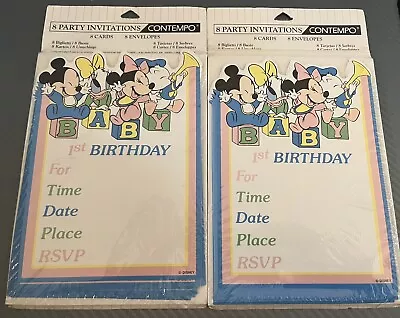 Disney Babies Invitations Baby 1st Birthday 16 Cards & Envelopes Vintage 80s 90s • $10.25