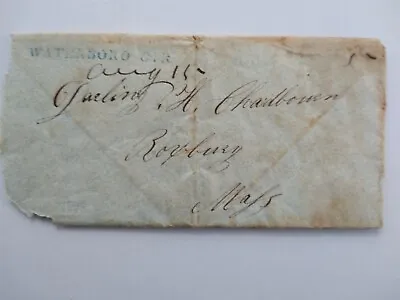 Maine: Waterboro CTR (Center) 1848 Stampless Cover RARE BLUE STRAIGHT LINE DPO • $250