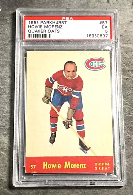 1955-56 Parkhurst Quaker Oats Green Back #57 Howie Morenz PSA 5 • $499.99