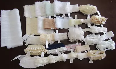 Lot Of 39+Yds Of New-Vtg White/Ivory Lace Trims J.Jurnal-Sewing-Dolls-Craft NEW • $24.99