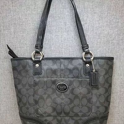 Coach Peyton Signature Designer Black & Gray Shoulder Bag Tote Purse Handbag • $75