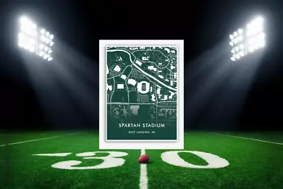 Michigan State Spartans Stadium Location Map Print NCAA Stadium Art Poster Decor • $18.99