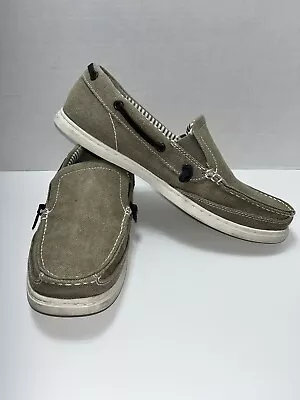 Margaritaville Sole Of The Tropics Men 11 Dock Canvas Boat Shoes Khaki • $22.49