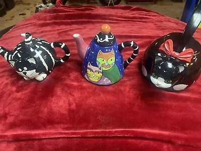 MILSON AND LOUIS Hand Painted Ceramic Cat Teapot With Lid Chester The Cat 3 Pots • $60