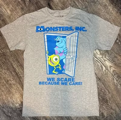 Pixar Monsters Inc We Scare Because We Care! Grey T-Shirt Unisex Size Small • $8.72