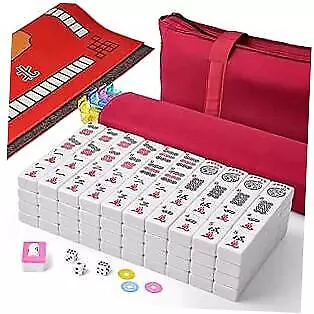  American Mahjong Tiles Set Mah-Jong Game Set With 31.5” Mahjong Mat & 166  • $118.47