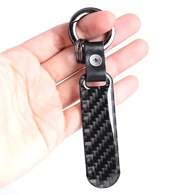 1x Black Carbon Fiber Key Chain Car Keychain Ring Keyfob For Universal • $12.34