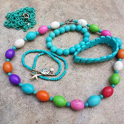 Jewelry Lot Turquoise And Multi Colored Howlite Plus J Crew Necklace • $10