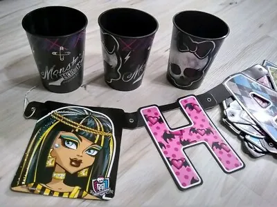 Monster High Lot --  2011 Birthday Banner And Three 2014 Party Cups  -- • $8.85