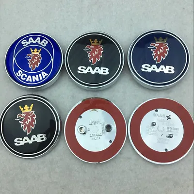 2pcs SAAB*Front Hood Emblem Badge Decal Symbol 68mm Rear Trunk Logo 9-3 93 95 • $15.99