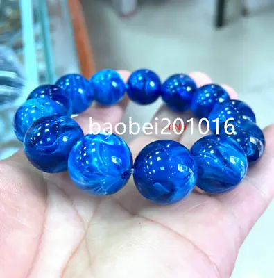 14mm Certified  Natural Mexican Blue Amber Beeswax Bracelet 7.5  • $12