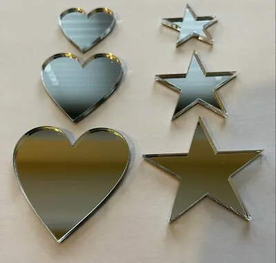 £3.65 • Buy Acrylic Mirror Hearts & Stars Packs - FREE UK Postage