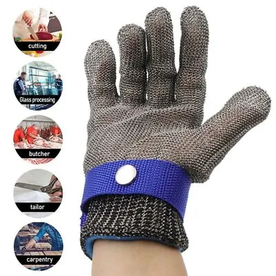 Anti-cut Safety Hand Protective Metal Mesh Glove Stainless Steel Wire Gloves • £8.43