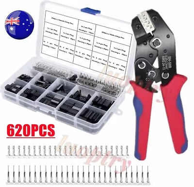 620x 2.54mm Pitch Pin Plug Housing Connector Dupont Male Female Crimp Pins Plier • $19.95