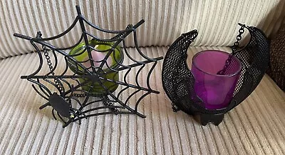 Halloween Partylite Votive Candle Holders Lot Of 2 Spider Bat • $16