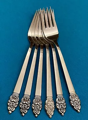 Set Of 6 Oneida VINLAND Salad Dessert Forks 6 3/4  Community Stainless Flatware • $18.95