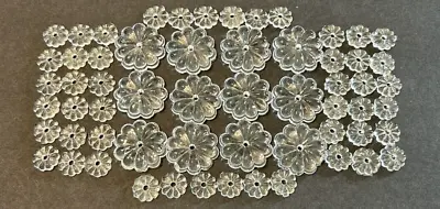 Lot Of Vintage Crystal Clear Flower Glass Beads 12-1/4  And 48 - 1/2   Floral • $16.49