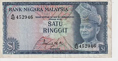 1967 Malaysia 1 Ringgit Banknote - P# 1 - Fine - # 29578 • $32.62