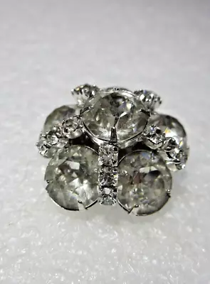 Vintage Kramer New York Clear Rhinestone Pin Brooch Raised Dome Prong Set • $14.99