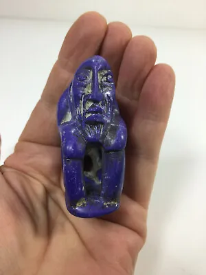 Vintage Hand Carved Soapstone Blue Aztec Mayan Inca Mini Netsuke Figurine 2.5  • $99.99