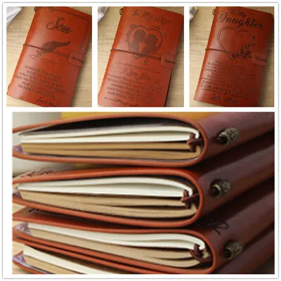 Handmade Leather Journal Note Book Retro Notebook Travel Diary Family Gift • £8.19