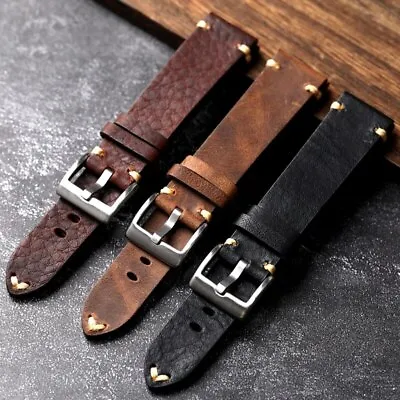 Handmade Vintage Genuine Leather  Retro Style Watch Strap Band 18 19 20 21 22 MM • £19.99