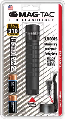 Mag-Lite Mag-Tac LED Flashlight Aluminum Resists Water/Impact Batteries Black • $60