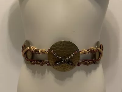 Women Fashion Belt Gold Color Metal / Brown Elastic Adjustable • $6