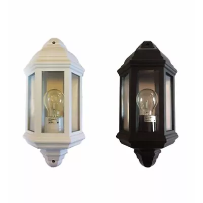 42 Watt Half Lantern External Wall Light PL3 White Or Black Outdoors & Garden • £30.46