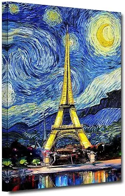 Van Gogh Canvas Wall Art For Starry Night Oil Paintings Paris Eiffel Tower Decor • $19.90