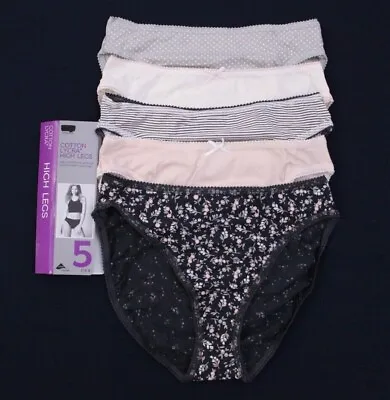 Ex M & S Ladies 5 Pack Cotton Lycra High Legs Briefs Knickers Underwear Size 8 • £6.95