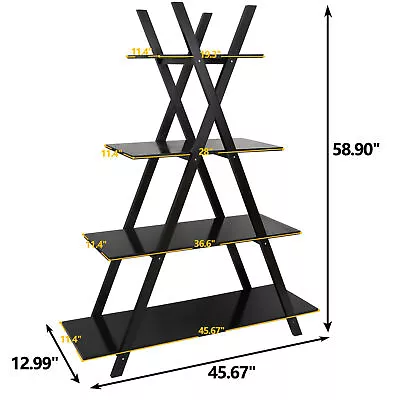 4 Tier A Shape Frame Bookcase Bookshelf Ladder Shelf Storage Display Book Rack • $57.58