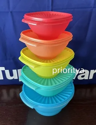 Tupperware Classic Servalier Salad Serving 17/11/8/5/3 Bowl Set 5 Assorted Color • $89.99