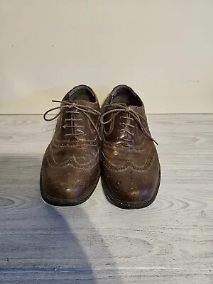 Oaktrak Brown Leather Brogues  Lace Up Formal Shoes Size 10 In Need Of Polishing • £12.99